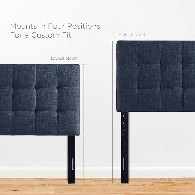 Modway Lily Tufted Linen Fabric Upholstered Twin Headboard in Navy