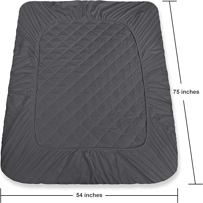 Utopia Bedding Quilted Fitted Mattress Pad, Full Size, Elastic Fitted Mattress Topper Protector and Cover with Deep Pocket Stretches up to 16 Inches, Machine Washable (Grey)