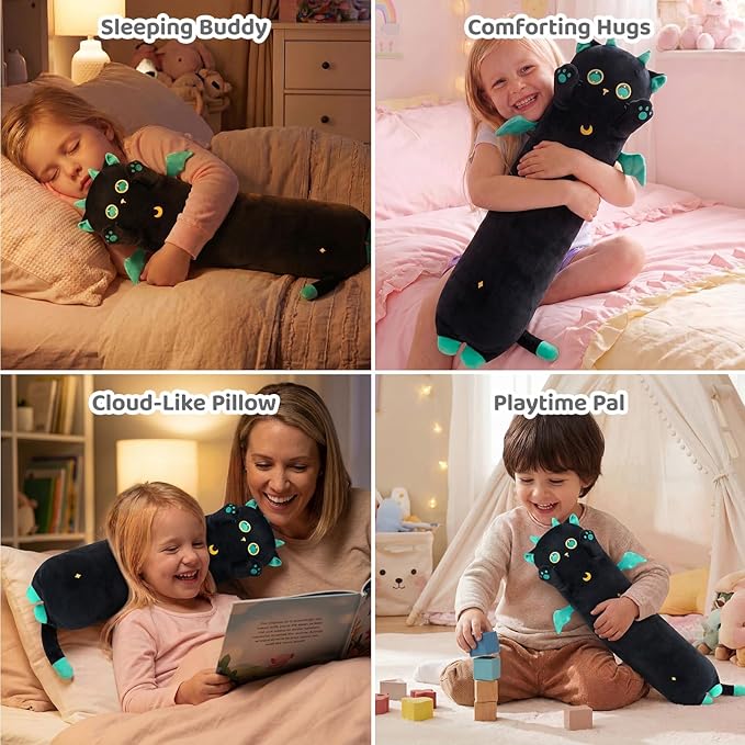 Mewaii Long Cat Plush, 5 Sizes, 120% Extra Filling Giant Plushness Kids Body Pillow, Kawaii Cute Big Eyes Stuffed Animal Plushie, Big Long Body Pillow Cat Plush Gift for Girls 20'