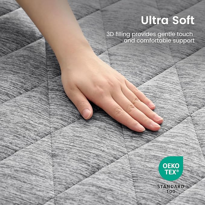 Cozy Bliss Leakproof Cooling Mattress Protector Twin XL, Q-Max 0.45 Soft Noiseless Breathable Mattress Topper Cover, with Deep Pocket Fits 8–18 Inches for Summer Bed Hot Sleepers, Grey
