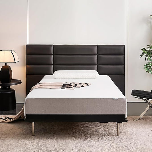 Amazon Basics Memory Foam Mattress, Soft Plush Feel, Breathable, 10 Inch, Full, White/Grey