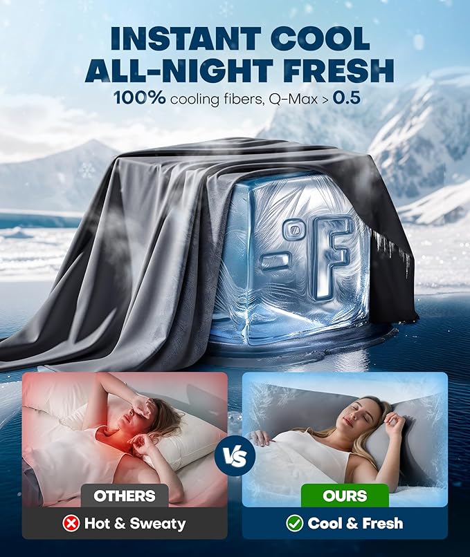 Ice Cooling Body Pillowcase for Hot Sleepers, Stay Cool All Night, Silky Touch Long Body Pillow Cases with Invisible Zipper, Soft Breathable Body Pillow Cover, Gift for Men Women - 20"x54", Dark Gray