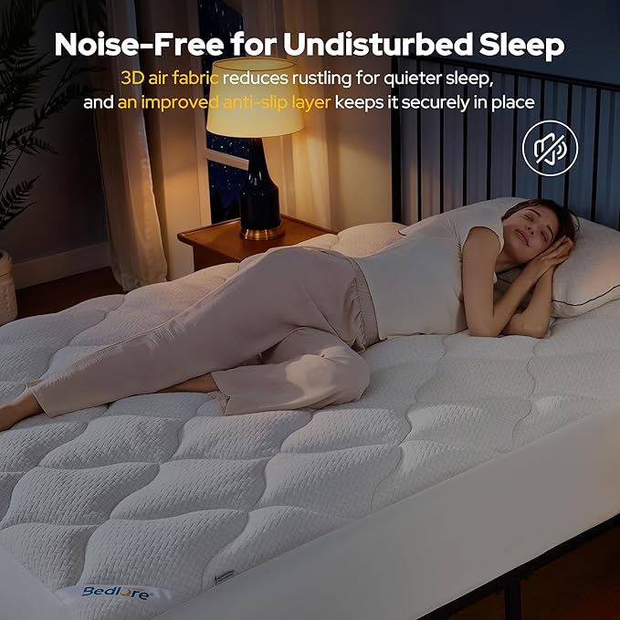 BEDLORE Waterproof King Mattress Pad, Quilted Fitted Mattress Topper with Deep Pocket 6"-18", Breathable & Noiseless Mattress Protector Bed Cover Padded, Machine Washable
