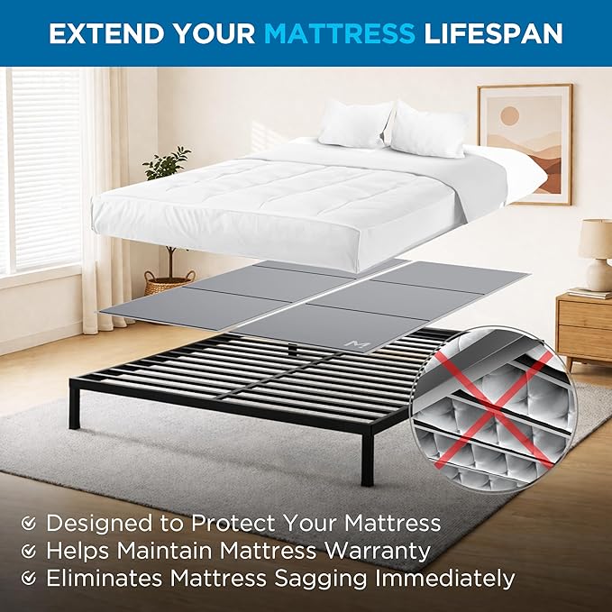 Meliusly Low Profile Bunkie Board Queen Size (60x80) - Non-Slip Breathable Bed Support Board for Slatted Bed Frame, Anti-Sag Under Bed Support, Noise Minimizing Moisture Resistant Bed Board