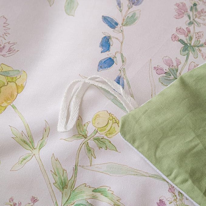 OAITE Duvet Cover Set Queen Size Floral Pattern Ultra Soft 100% Cotton Duvet Cover Sets 3-PC, Breathable Duvet Cover with Zipper Closure & Corner Ties(2 Pillow Shams,1 Duvet Cover)