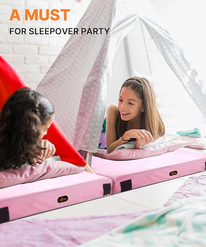 GAIALOOP 3 Inch Memory Foam Camping Mattress, Dual Layer Thick Sleeping Camp Pad for Car Tent Cot, Roll-Up Portable Glamping Floor Bed for Guests Sleepover