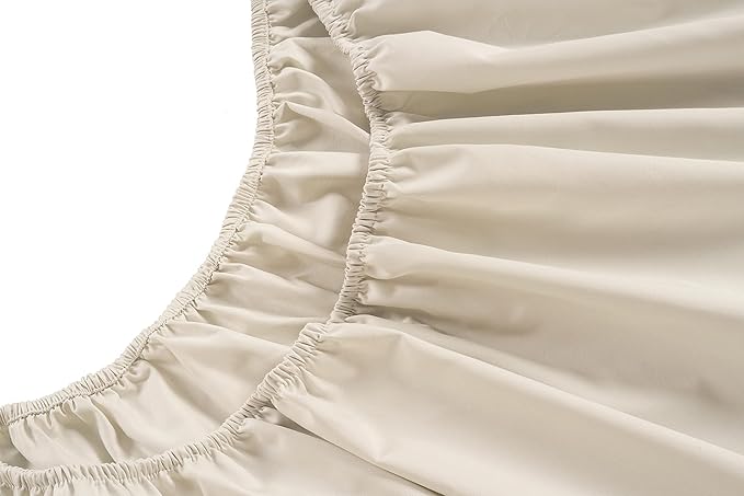 LANE LINEN Twin XL Sheets Set - 450 Thread Count Sateen Weave for Hotel Quality Luxury - Breathable & Very Easy to Care Cotton Sheets Set for College Dorms - Oeko Tex Certified - Ivory