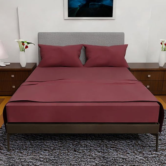 Royal Bliss Double Brushed Queen Sheet Set - 4 Piece Bedding, Deep Pocket, Burgundy