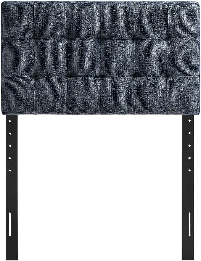 Modway Lily Twin Size Headboard with Biscuit Tufting in Navy - Fabric Upholstery with Padded Design and 5 Height-Adjustable Mounts