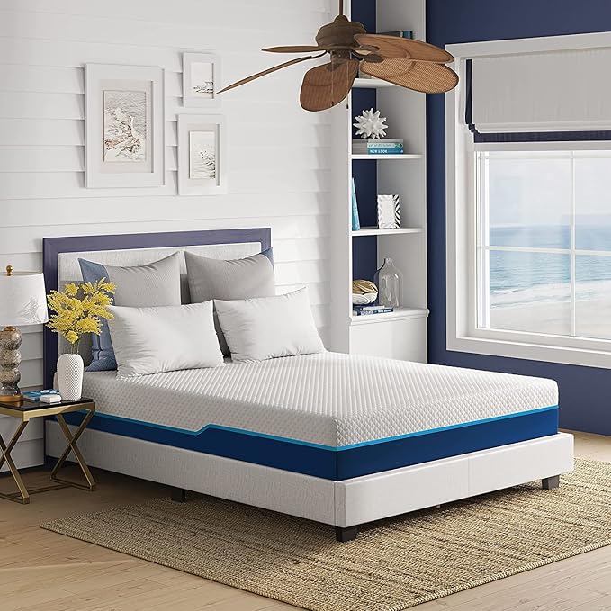 Nautica Home 12" Revitalize Innerspring Hybrid Mattress Quilted Memory Foam Cover: High Density Comfort Latex Foam Layer with Bonnell Support Coil Springs Base, Twin XL White