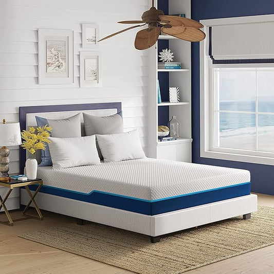 Nautica Home 12" Revitalize Innerspring Hybrid Mattress Quilted Memory Foam Cover: High Density Comfort Latex Foam Layer with Bonnell Support Coil Springs Base, Size Full,White
