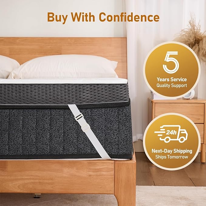 Firm Mattress Topper Queen 4-Inch: High Density Foam for Back Pain Relief, Super Support Cooling Bed Topper, Breathable Washable Cover with Anti-Slip Strap, CertiPUR-US Oeko-Tex Certified 80Lx60W