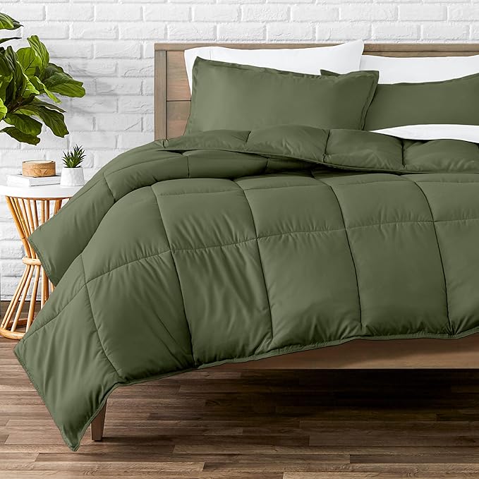 Bare Home Comforter Set - King/California King Size - Ultra-Soft - Goose Down Alternative - Premium 1800 Series - All Season Warmth (King/Cal King, Cypress Green)