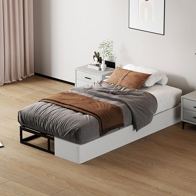 SHOANED Metal Box Spring Twin Size - 9 Inch High Profile Heavy Duty Black Bed Base Non Slip Mattress Foundation Box Springs for Twin Bed, Easy Assembly, No Noise