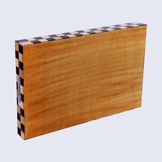 Handicrafts Home Checkered Decorative Tray 11x17 Inch, Handmade Resin Inlay Ottoman Tray, Coffee Table Centerpiece, Modern Wood Serving Tray, Brown Geometric Home Décor