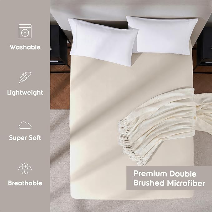 Nestl Linen Extra Deep Pocket Twin Fitted Sheet Kids, Luxury Twin Size Fitted Sheet Only Easily Fits 18 to 24 Inch Mattress, Super Soft, Wrinkle-Free, and Breathable Bed Sheets with Corner Straps
