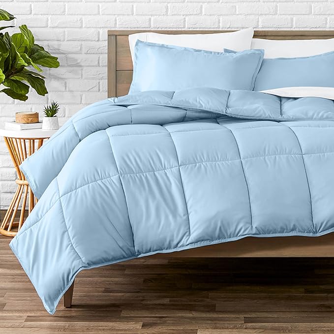 Bare Home Comforter Set - California King Size - Ultra-Soft - Goose Down Alternative - Premium 1800 Series - All Season Warmth (California King, Light Blue)