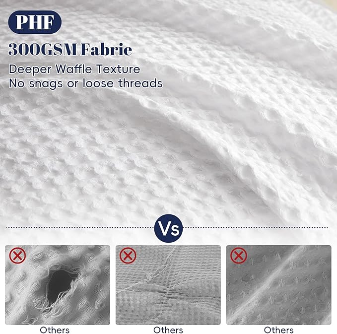PHF Waffle Weave Duvet Cover Set Twin/Twin XL Size, No Snagging Ultra Soft Luxury Textured Breathable Comforter Cover for All Season 2pcs, Durable Bedding Duvet Set with 1 Pillow Sham, 68"x90", White