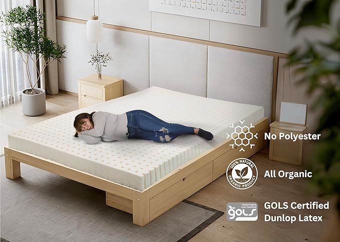 ORGANIC TEXTILES Organic Latex Mattress Topper with Cotton Cover - Made in USA (3 Inches Cal King, Soft)