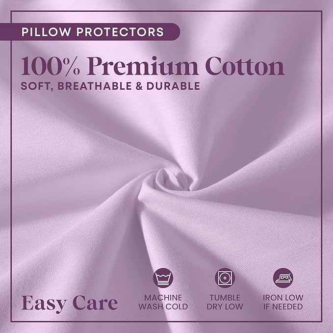 CirclesHome Pillow Protectors 4 Pack Standard Zippered - 100% Cotton Breathable Pillowcases - Protects Pillows from Dirt, Dust and Debris (Standard - Set of 4 - 20x26)