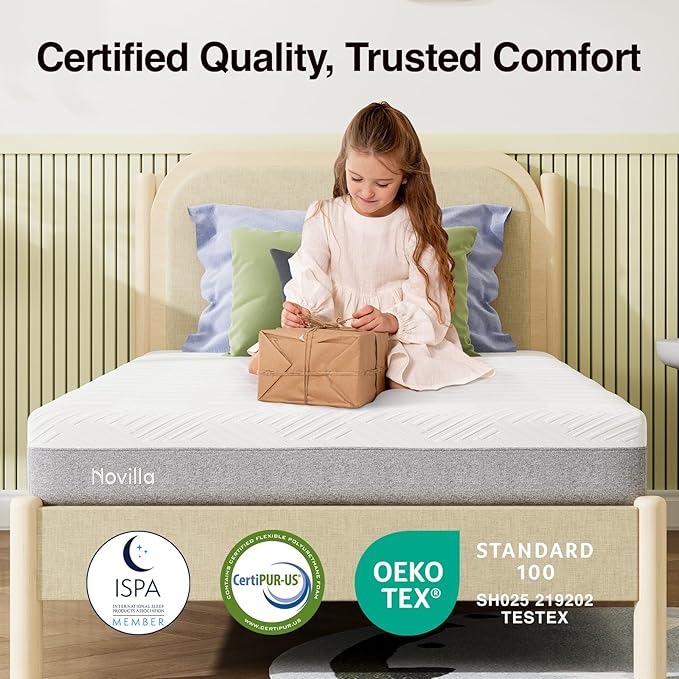 Novilla Full Mattress, 6-Inch Gel Memory Foam Mattress for Cool Night Sleep & Pressure Relief, Medium Firm Full Size in a Box, Bliss