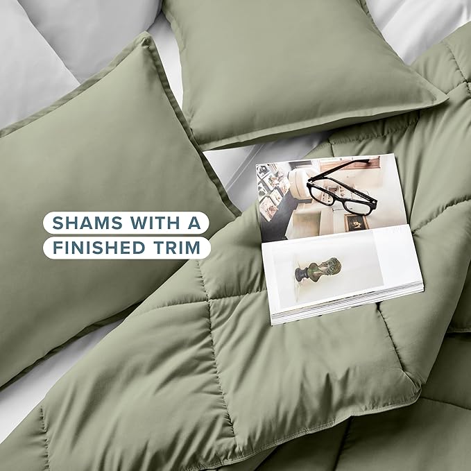Bare Home Comforter Set - Oversized King Size - Ultra-Soft - Goose Down Alternative - Premium 1800 Series - All Season Warmth (Oversized King, Sage)