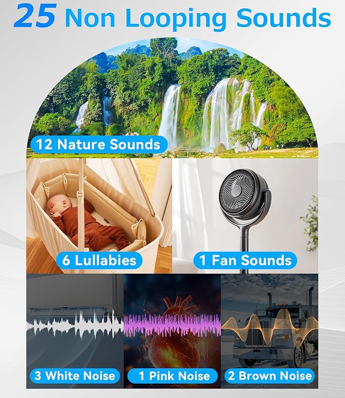 Sound Machine Alarm Clock for Sleep: Digital Alarm Clocks for Bedrooms, 25 Soothing Sounds, 7 Gentle Wake-up Sounds, 16 Adjustable Volume & Timer, Memory Function (Gray)