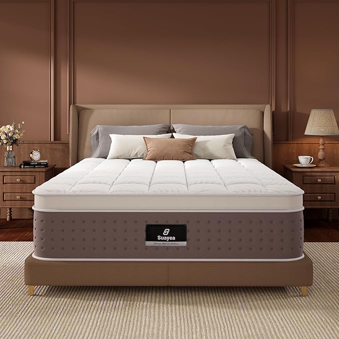 Queen Size Mattresses, 16 Inch Hybrid Queen Mattress in a Box, Cooling Gel Memory Foam Mattresses with Individual Pocket Springs, Pressure Relief, Medium Firm Feel, Extra Edge Support, CertiPUR-US