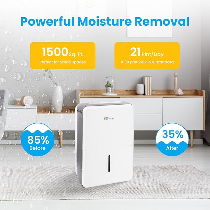 Senville 20 Pint Dehumidifier, Energy Star Certified, Washable Filter, Ideal for Basements, Bedroom, Living Space, Energy Star, Washable Filter, Up to 1,500 Sq. Ft., White