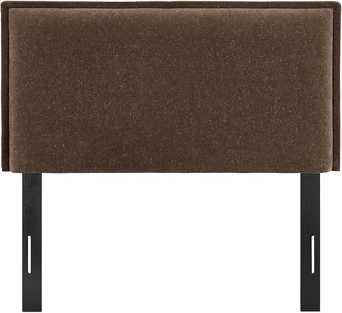 Modway Camille Twin Size Upholstered Linen Blend Headboard with Removable Slipcover – in Cocoa - Padded Pillow Style Headboard with Adjustable Mounting for Twin Beds
