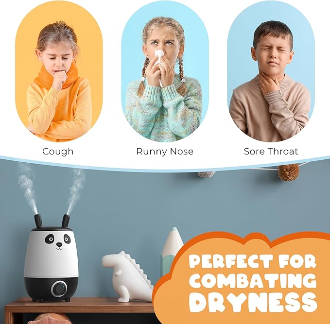 Everlasting Comfort 2.5L Kids Humidifiers for Bedroom - Easy to Clean 24HR Runtime No-Filter Quiet Kids & Baby Humidifier for Nursery, Home, Plants, Allergies, Dry Skin, Congestion, Indoor