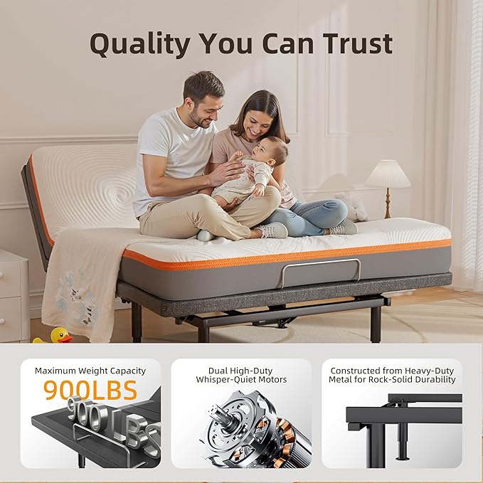 YCS yiree Massage-Enabled Model Adjustable Bed frame—Offers independent head and foot angle adjustment and massage, built-to-last, one-touch zero-gravity preset, and wireless remote control. (Twin XL)