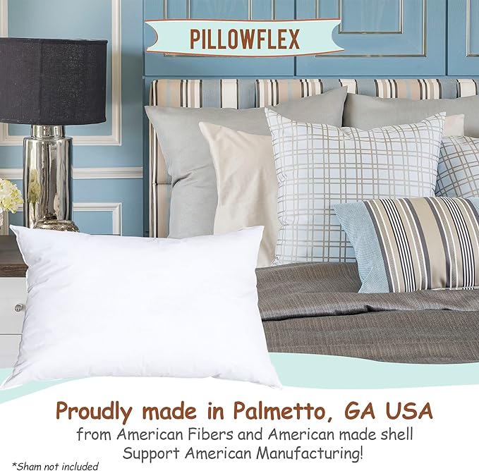 Pillowflex Synthetic Down Pillow Insert - 13x19 Down Alternative Pillow, Ultra Soft, Small Rectangle, Lumbar, Travel, Neck, Sleeping Pillow - 1 Decorative Pillow Form