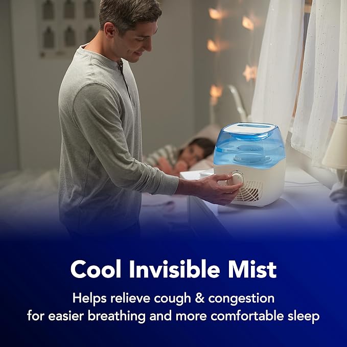 Vicks Filtered Cool Mist Humidifier, Medium Room, 1.1 Gallon Tank - Humidifier for Baby and Kids Rooms, Bedrooms and More, Works with Vicks VapoPads