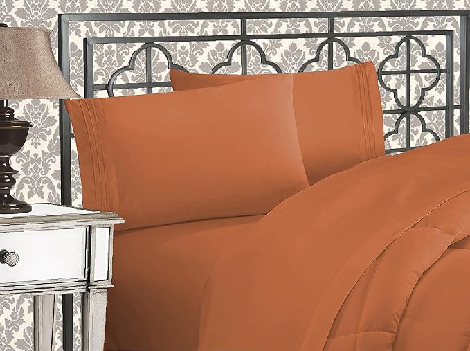 Elegant Comfort 1500 Thread Count Wrinkle & Fade Resistant Egyptian Quality Microfiber Ultra Soft Luxurious 4-Piece Bed Sheet Set with Deep Pockets, Queen, Coral