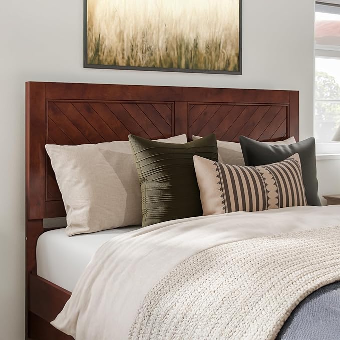 AFI, Canyon Queen Solid Wood Rustic Farmhouse Headboard, Walnut
