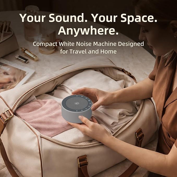 Kipcush White Noise Machine - Soft Non-Glare Nursery Lamp, 30 Soothing Sounds, 8 Color Lights, Max 8-Hour Timer for Baby & Adults (1 Grey, Standard)