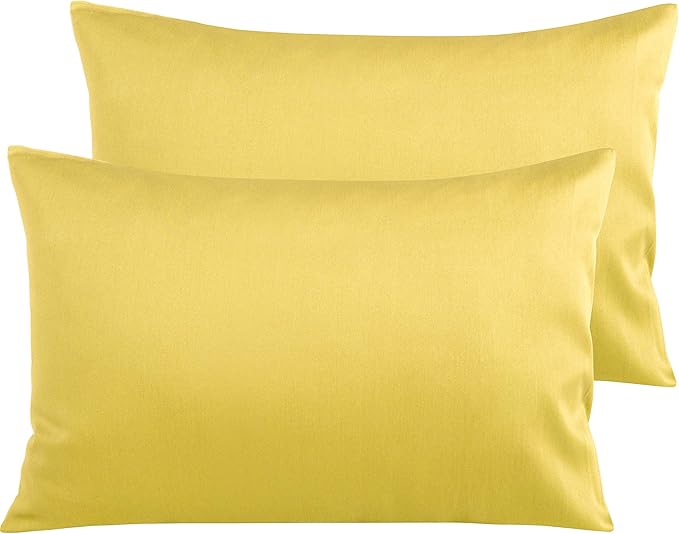 NTBAY Egyptian Cotton Queen Pillowcases - Set of 2, 500 Thread Count Cotton Pillowcases - Soft and Breathable Envelope Closure Pillow Cases - 20x30 Pillow Covers for Bed, Mustard Yellow