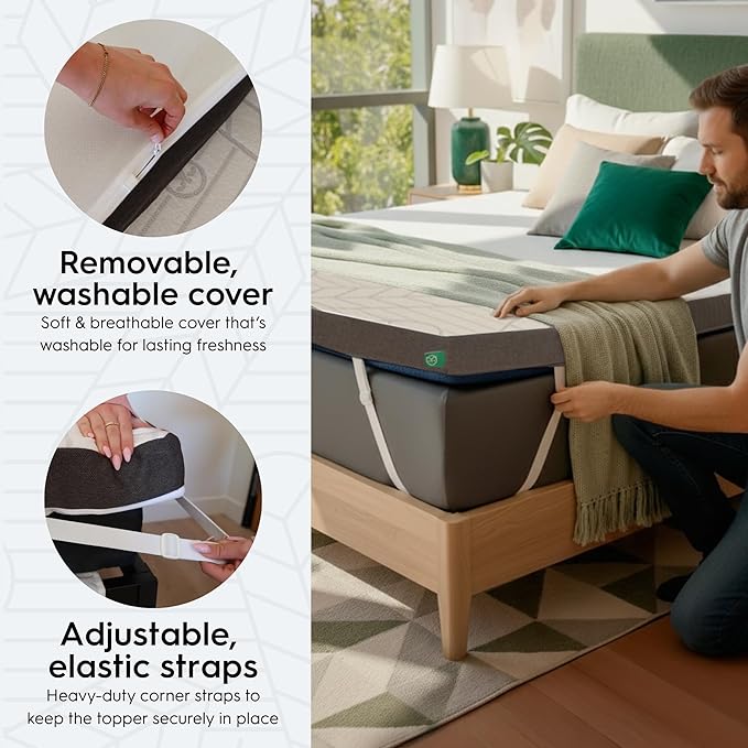 Sleepyhead King Mattress Topper Super 3 Inch, Cooling Gel & Copper Memory Foam, Pressure Relief, King Size Mattress Topper for Luxury Comfort, Removable Washable Cover (King 3")