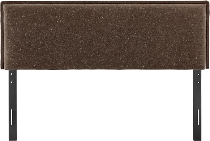 Modway Camille King Size Upholstered Linen Blend Headboard with Removable Slipcover – in Cocoa - Padded Pillow Style Headboard with Adjustable Mounting for King Beds