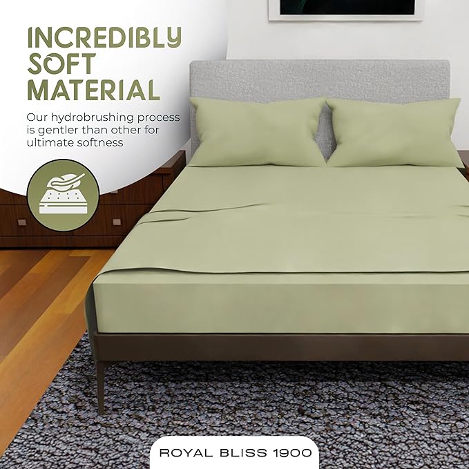 King Size Sheets - 4 Piece Bedding, Wrinkle Free, Cooling, Deep Pocket, King Size Bedding (Sage)