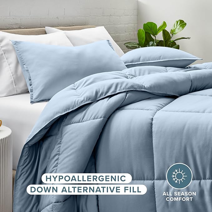 Bare Home Comforter Set - Cal King Size - Ultra-Soft - Goose Down Alternative - Premium 1800 Series - All Season Warmth (Cal King, Dusty Blue)