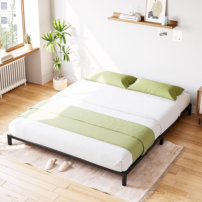 GarveeHome Full Size Bed Frame, 6 Inch Metal Platform Bed Frames with Heavy Duty Steel Slat Support, No Box Spring Needed, Noise Free,Anti-Sliding Slat,Easy Assembly, Under Bed Storage