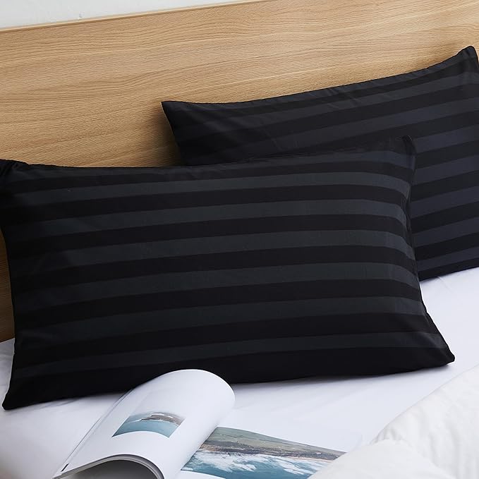 100% Cotton Classic Pillow Protectors with Invisible Zipper, 600 Thread Count Sateen Weave Soft and Breathable Pillow Cases, Protect Pillows from Dirt, Dust and Debris (King, 20"x36", Set of 2)