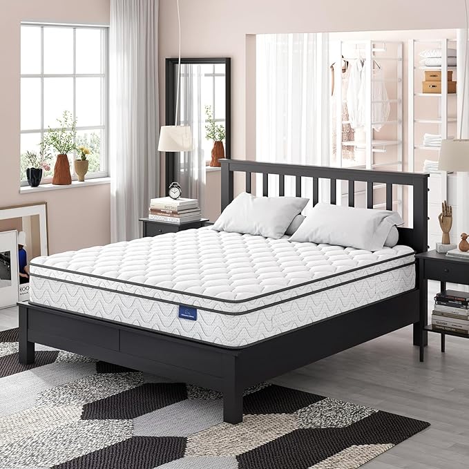 Vesgantti Twin Mattress 10 Inch, Fiberglass-Free | Cool Sleep Hybrid Single Mattress in a Box - Memory Foam & Pocket Springs, Ergonomic Design, Pressure Relief, Medium Firm Feel, 39"*75"*10"