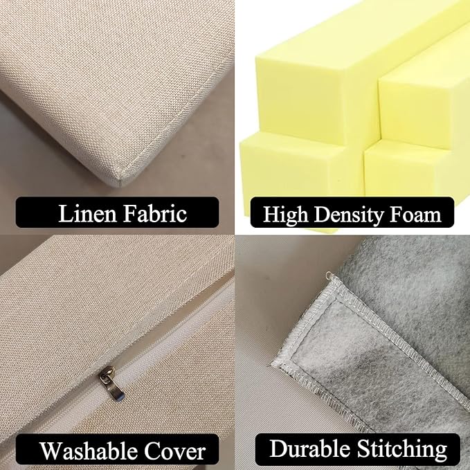 71x6x4 Inch Headboard Gap Filler with Foam Space Filler Between Bed and Wall Bolster Pillow Bed Gap Filler, Beige