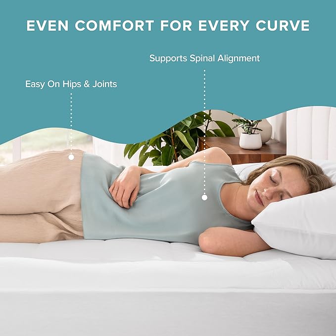 Bare Home Full Mattress Topper Cotton Top - Plush Topper for Mattress - Fitted Mattress Cover - Cooling Breathable Air Flow - 8" to 21" Deep Pocket - Soft Mattress Pad (Full, White)