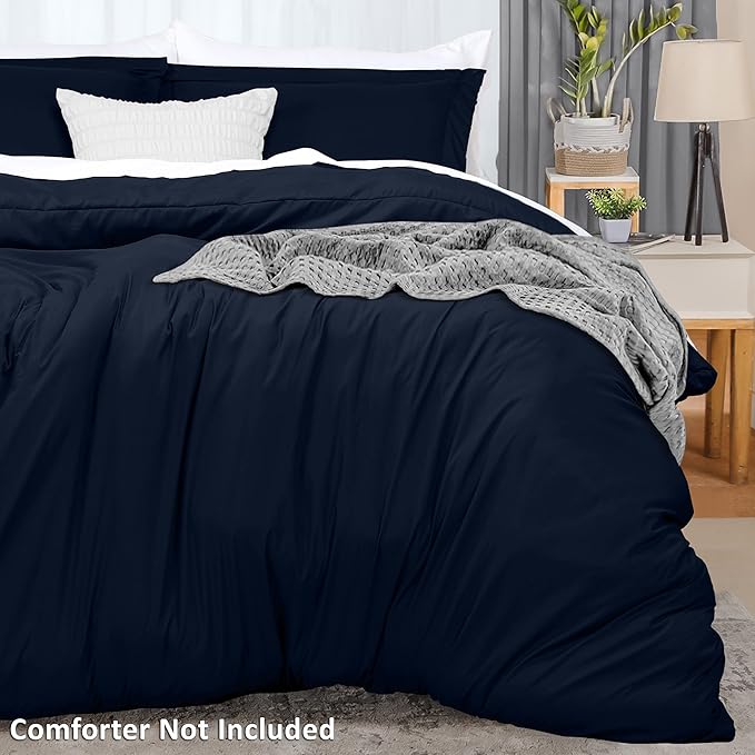 Utopia Bedding Duvet Cover King Size - 1 Comforter Cover with 2 Pillow Shams - 3 Pieces Bedding Duvet Cover with Zipper Closure - Soft Brushed Microfiber, 104 X 90 Inches (Navy)