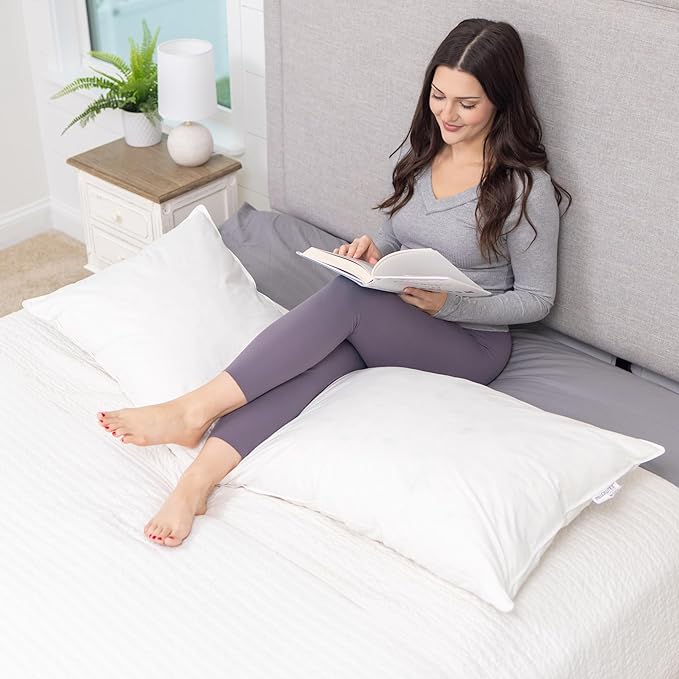 White Goose Feather and Down Body Pillow – Pillows Size 20 Inches x 60 Inches