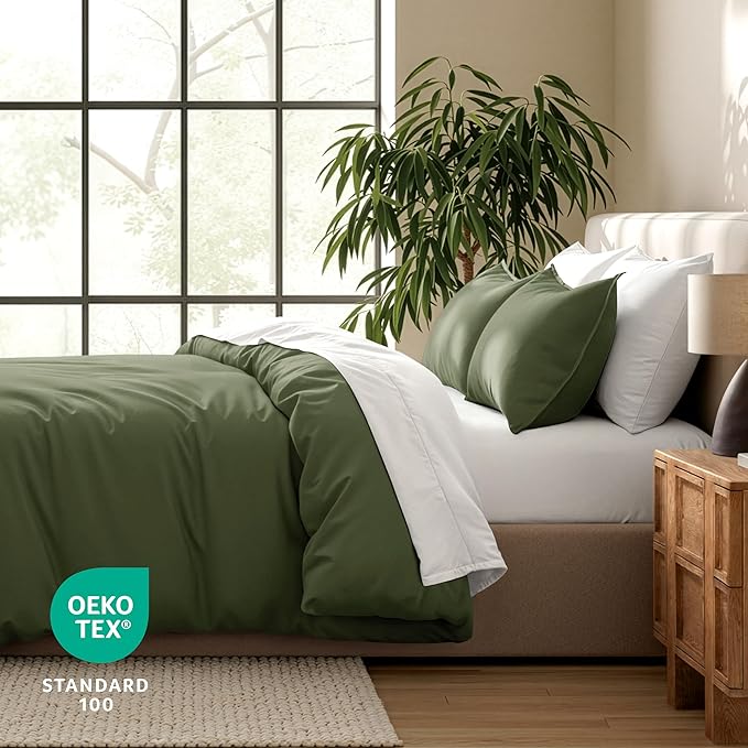 Bare Home Bedding Duvet Cover Extra Long Size - Premium 1800 Super Soft Collection - Lightweight, Cooling - Soft Breathable Bedding Duvet Cover (Twin/Twin XL, Cypress)
